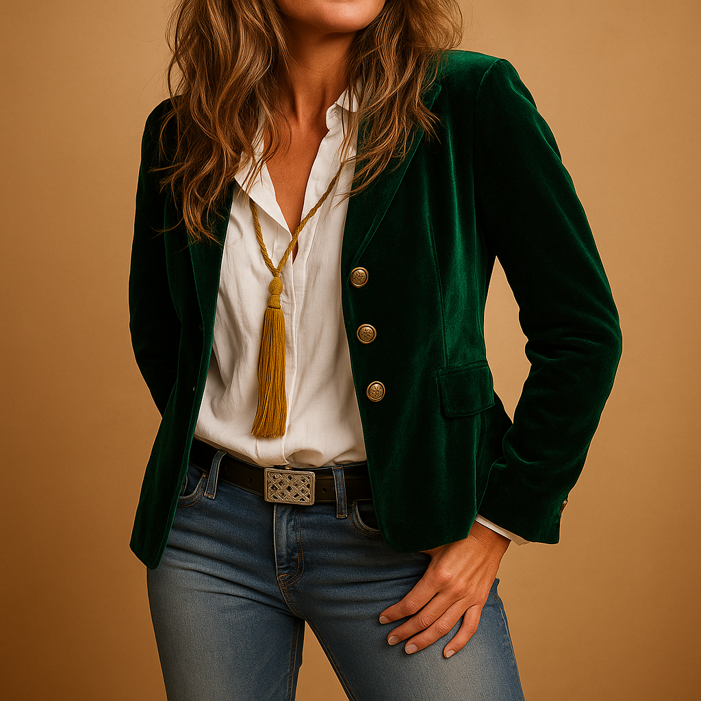Blazer slim-fit retro con revers e tasche per donne | Evelien