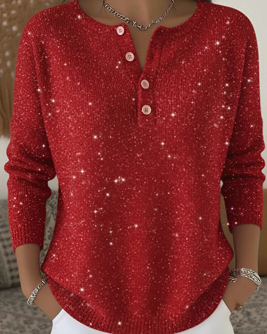 ALBA | Maglione Brillante con Scollo a Bottoni
