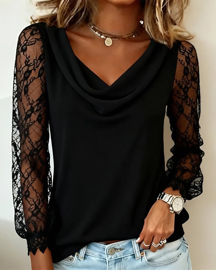 Alessia – Blusa Elegante con Collo Drappeggiato