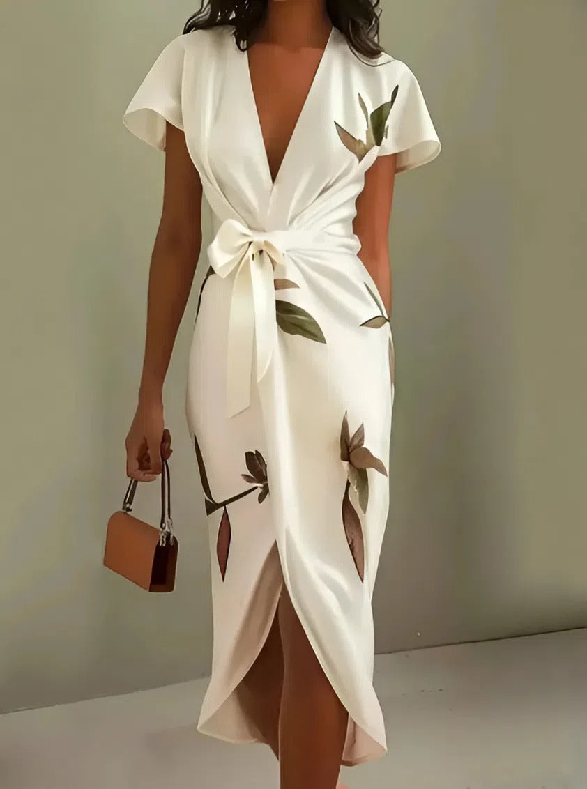 Elina | Abito Midi Elegante con Stampa Floreale