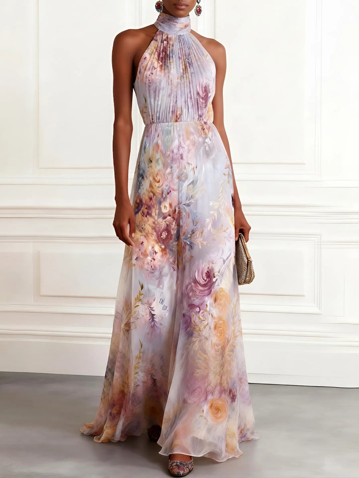 Valentina | Abito Maxi Plissettato Floreale Elegante
