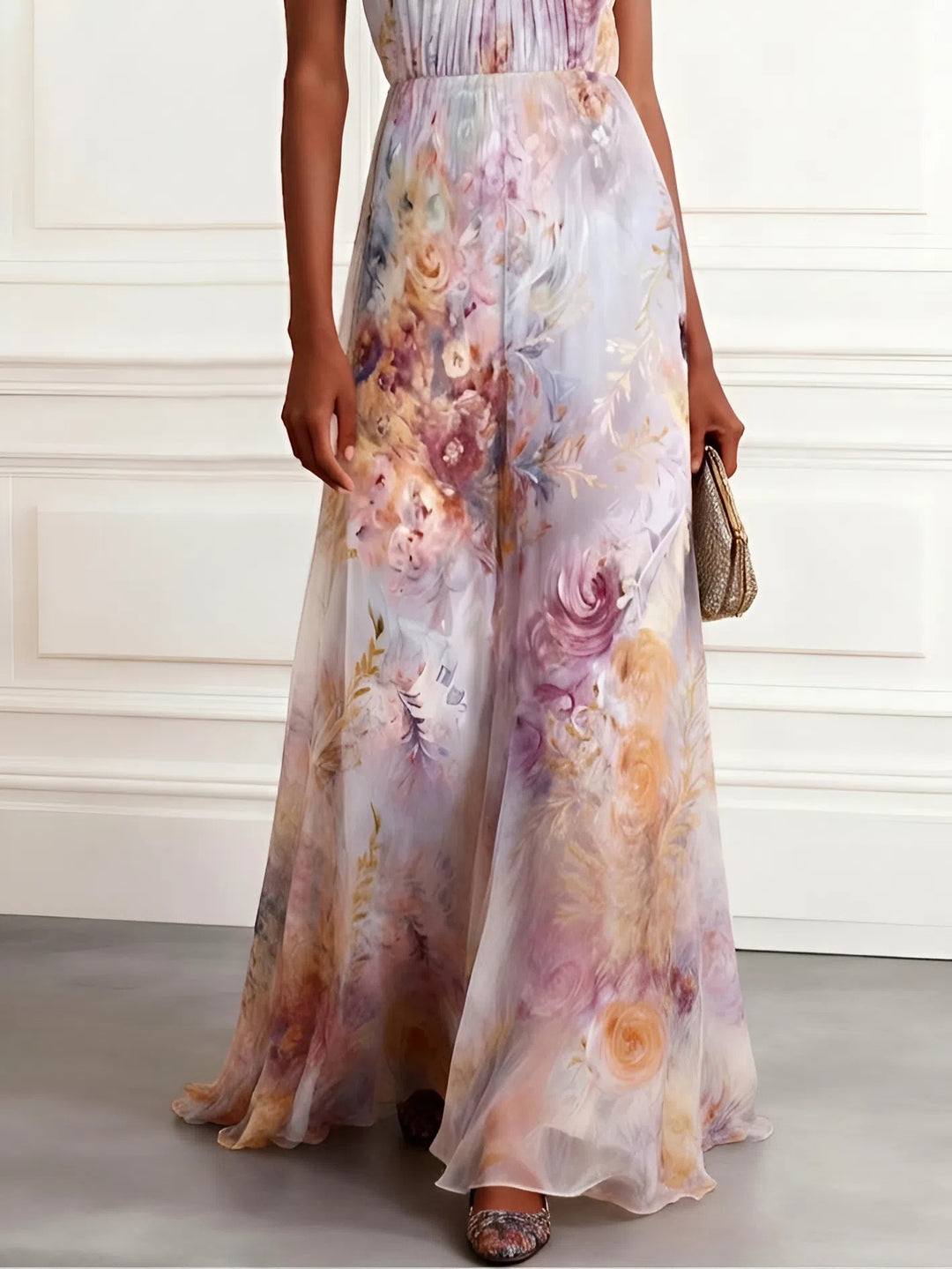 Valentina | Abito Maxi Plissettato Floreale Elegante