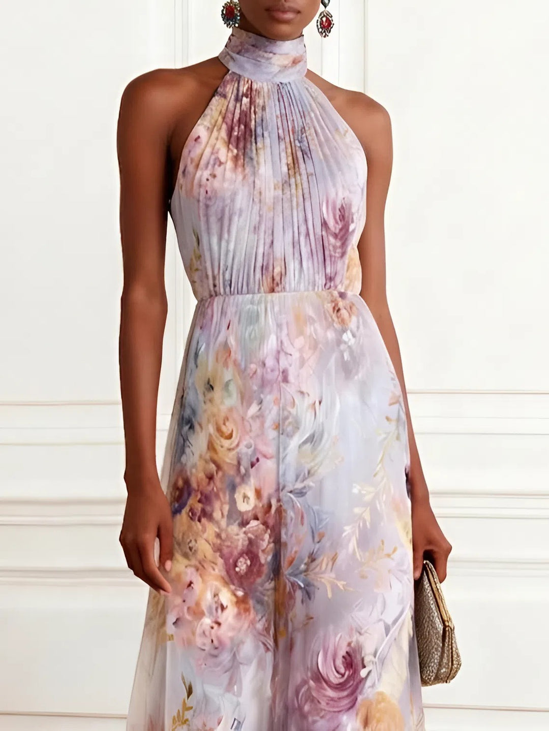 Valentina | Abito Maxi Plissettato Floreale Elegante