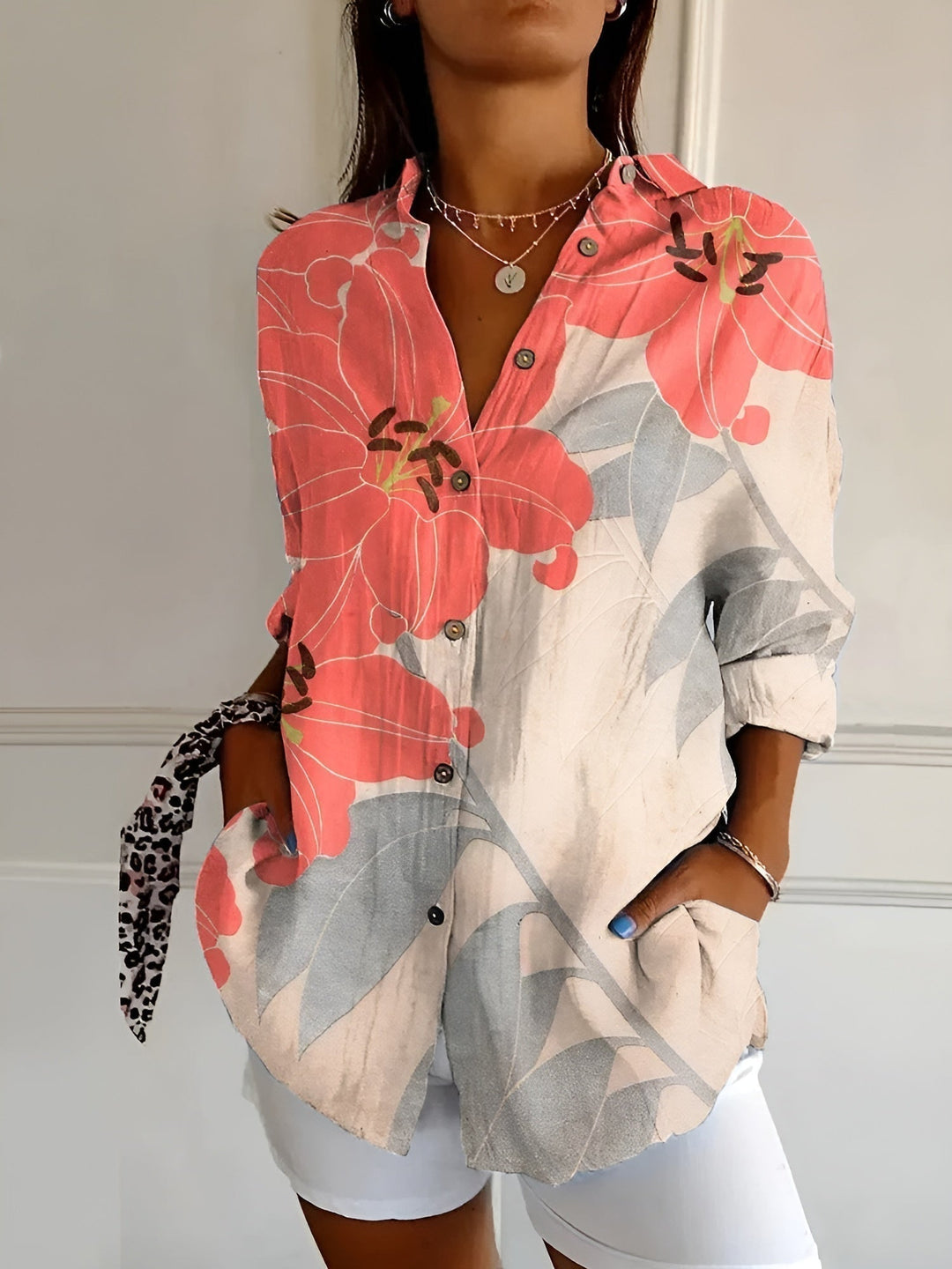 Sofia™ | Roxane™ Blusa floreale in cotone leggero